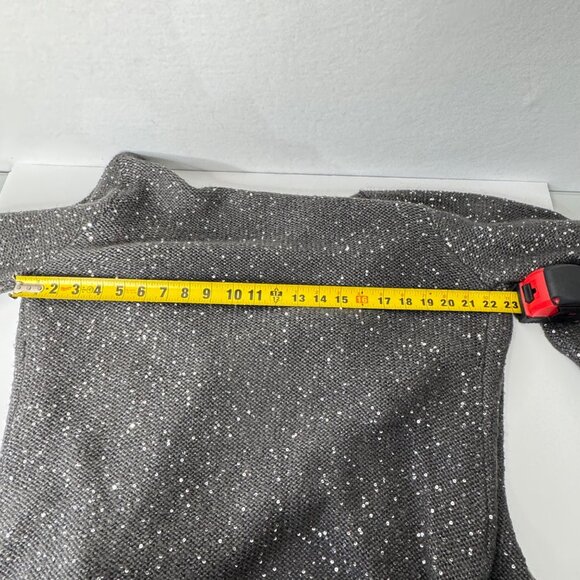 Laura Ashley Sequined Open-Front Knit Cardigan Sweater L Grey - Picture 8 of 12